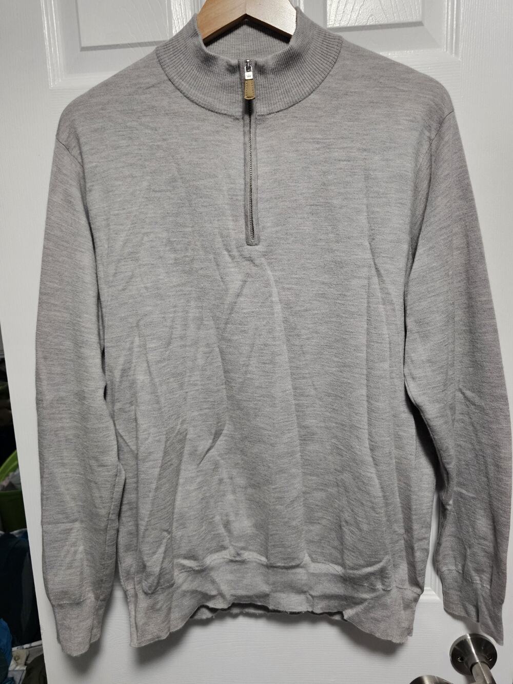 Peter Millar 70% Cashmere Sweater Mens XLarge Gray 1/4 Zip